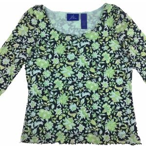 JH COLLECTIBLES floral stretchy 3/4 sleeve top - SZ M